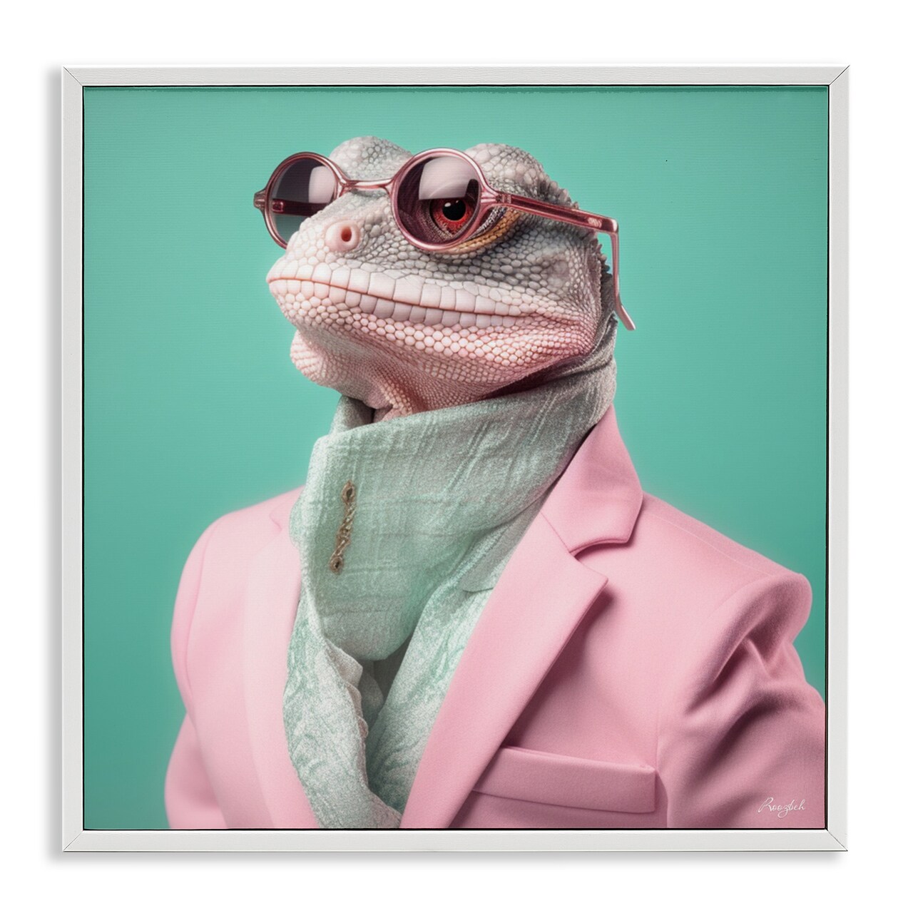 Stupell Industries Hipster Iguana Portrait Framed Giclee, design by Roozbeh